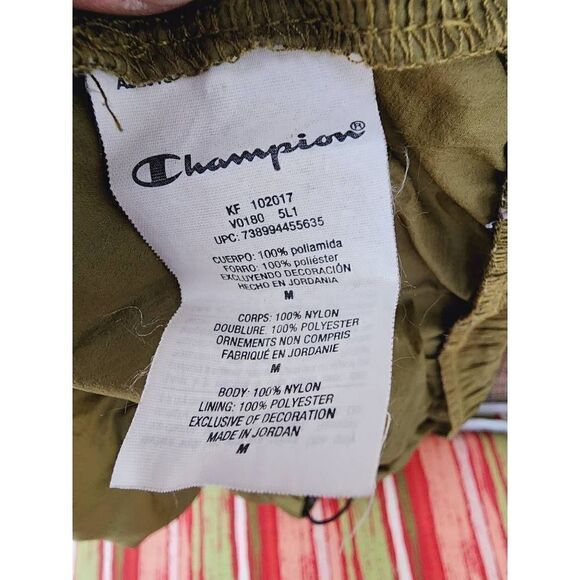Champion Mens Anorak Jacket Green Half Zip Windbreaker Vented Loho Hood M - Picture 5 of 5